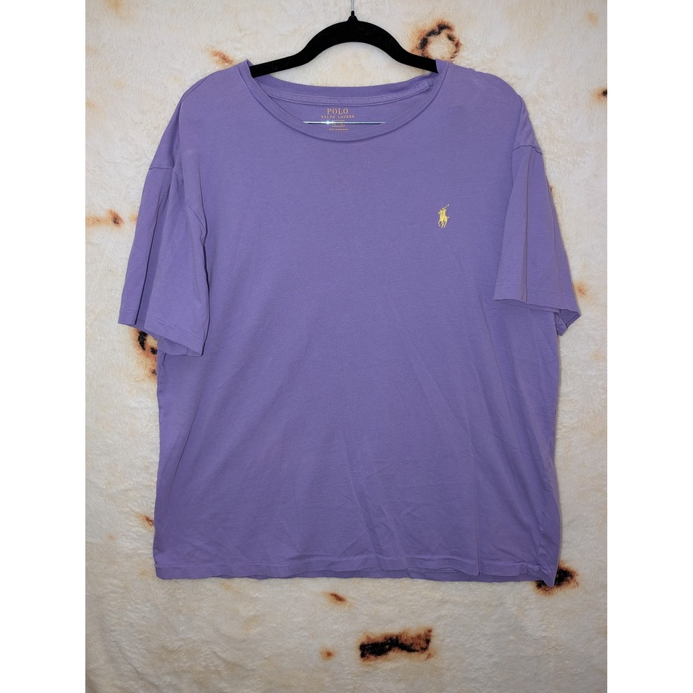 Polo Ralph Lauren Mens Purple Short Sleeve T-Shirt Yellow Pony Logo Size L